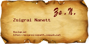 Zsigrai Nanett névjegykártya